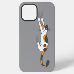 Calico Cat Hanging On Funny Cat Lover's iPhone 12 Pro Max Case