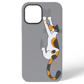 Calico Cat Hanging On Funny Cat Lover's iPhone 12 Pro Max Case