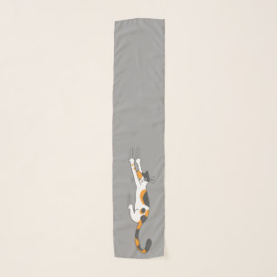 Calico Cat Hanging On Funny Cat Lover's Scarf