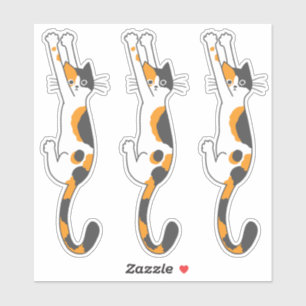 Calico Cat Hanging On Funny Cat Stickers