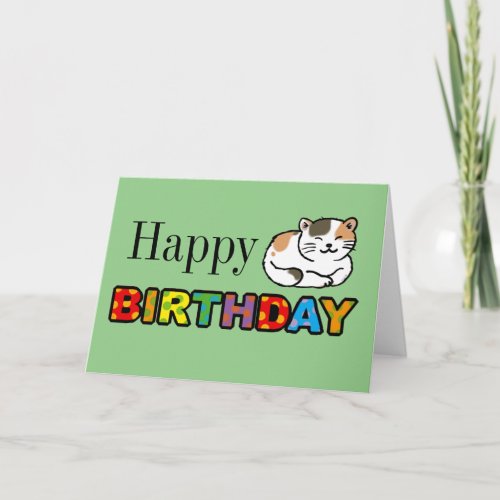 calico cat happy birthday card