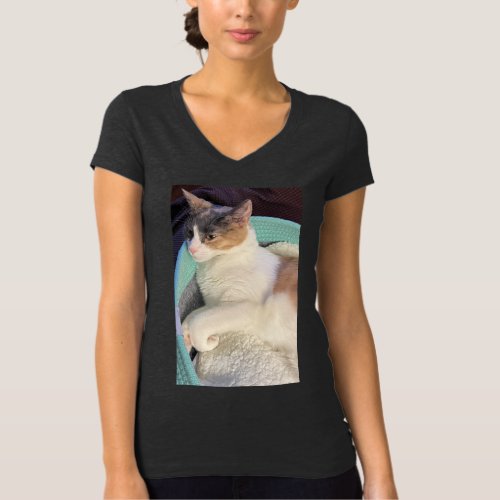 Calico Cat in Cat Bed T_Shirt