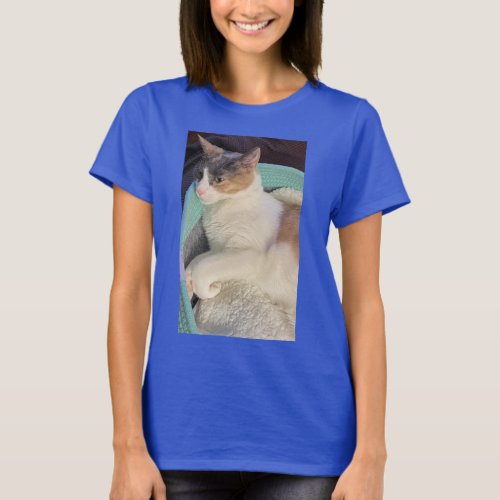 Calico Cat in Cat Bed T_Shirt