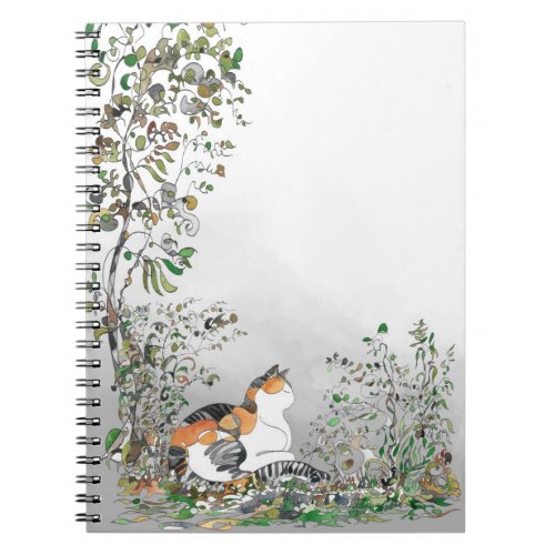 Calico Cat In The Garden Notebook