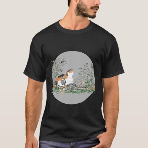 Calico Cat In The Garden T_Shirt
