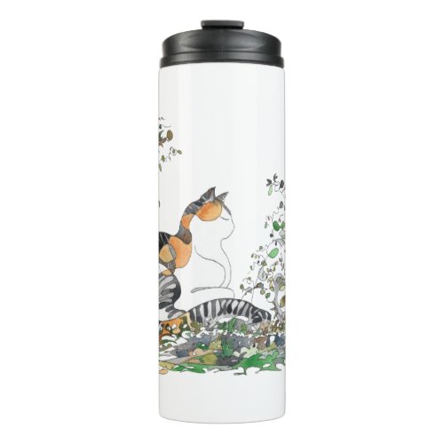 Calico Cat In The Garden Thermal Tumbler