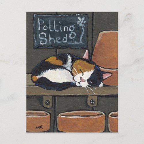 Calico Cat in the Potting Shed Postcard