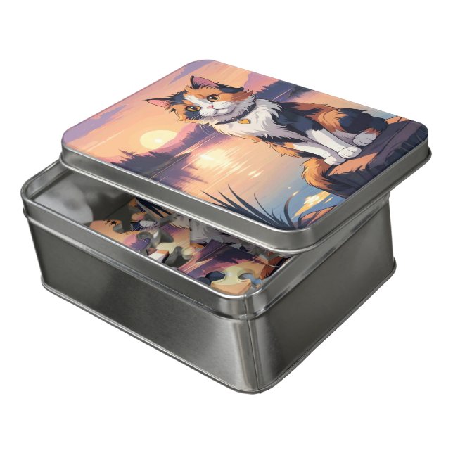 Calico Cat Jigsaw Puzzle (Lid Open)