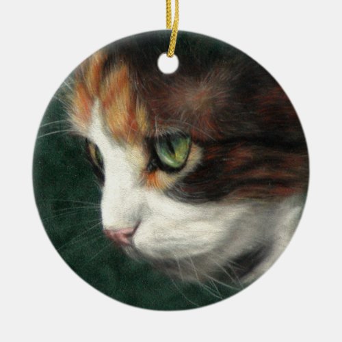 Calico cat kitten ceramic ornament