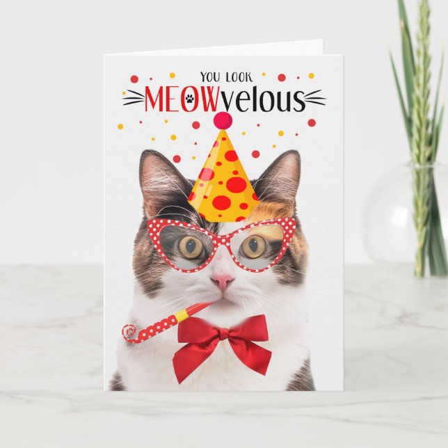 Calico Cat MEOWvelous Birthday Card (Front)
