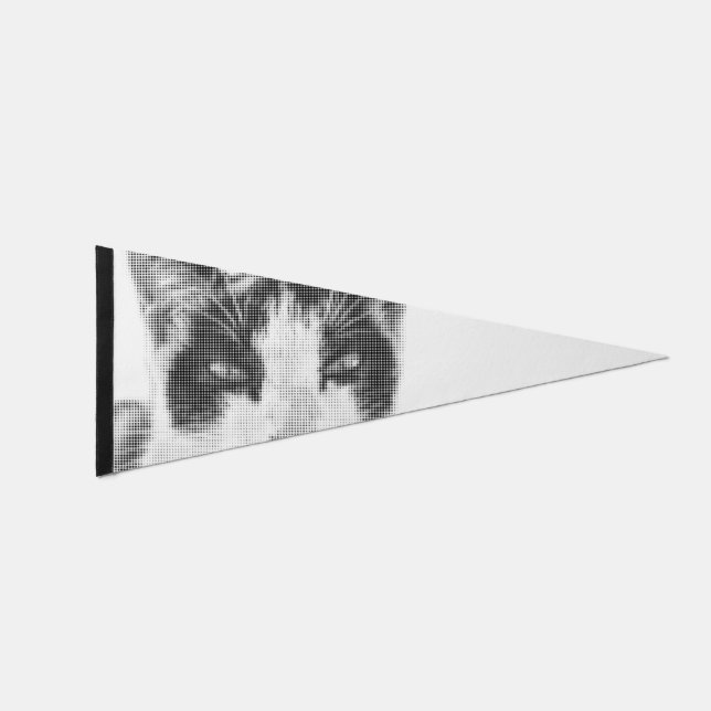 Calico Cat Minimal Halftone Pennant Flag (Front)