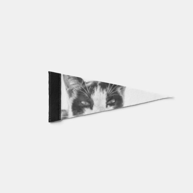 Calico Cat Minimal Halftone Pennant Flag (Front)