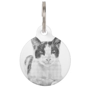 Calico Cat Minimal Halftone Pet ID Tag