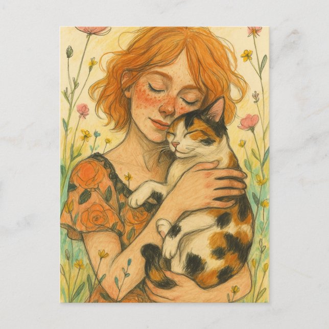 Calico Cat Mom Postcard (Front)