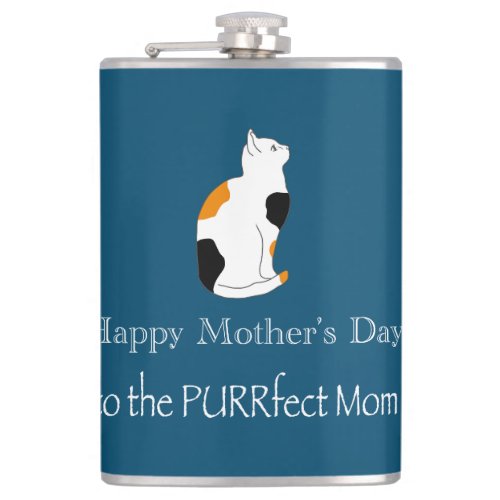 Calico Cat Mothers Day PURRfect Mom Drink Flask
