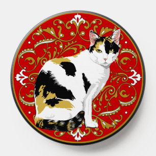 Calico Cat on Fancy Background PopSocket