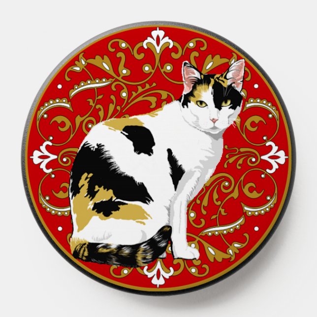Calico Cat on Fancy Background PopSocket (Popsocket)