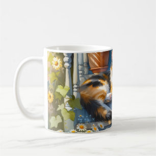 Calico Cat on Floral Porch Cottagecore Coffee Mug