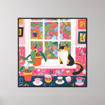 Calico Cat on Window Sill Pop Art