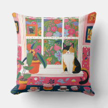 Calico Cat on Window Sill Pop Art