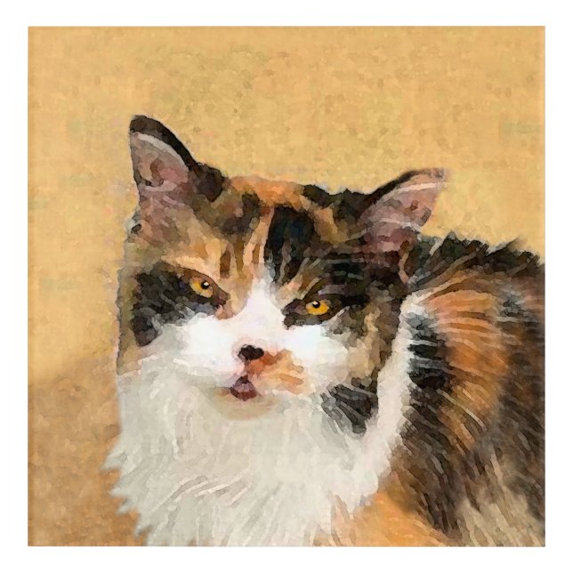 Calico Cat Painting - Cute Original Cat Art (Front)