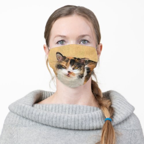 Calico Cat Painting _ Cute Original Cat Art Adult Cloth Face Mask