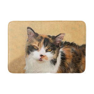 Calico Cat Painting - Cute Original Cat Art Bathroom Mat