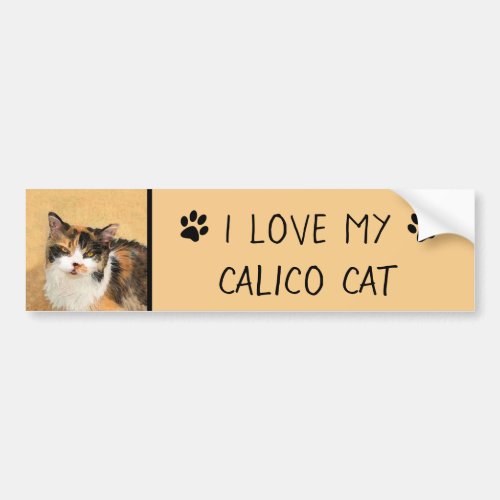 Calico Cat Painting _ Cute Original Cat Art Bumper Sticker