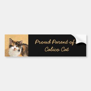Calico Cat Painting - Cute Original Cat Art Bumper Sticker