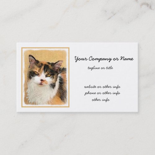 Calico Cat Painting _ Cute Original Cat Art Business Card