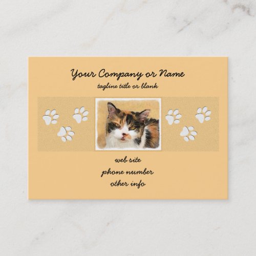 Calico Cat Painting _ Cute Original Cat Art Business Card