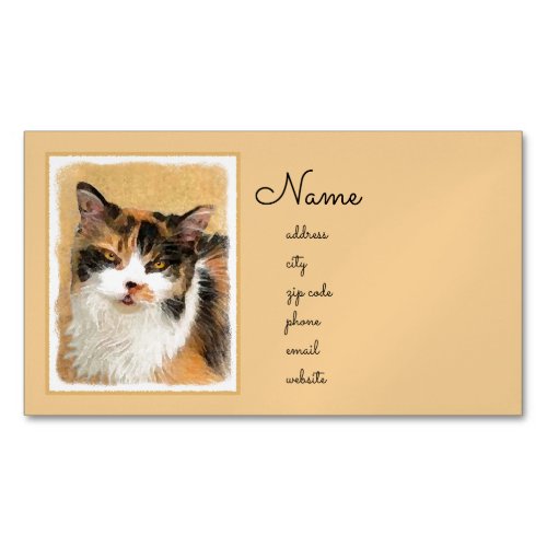 Calico Cat Painting _ Cute Original Cat Art Business Card Magnet