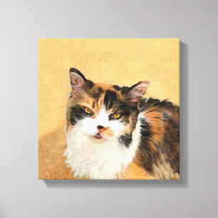Calico Cat Painting - Cute Original Cat Art Canvas Print