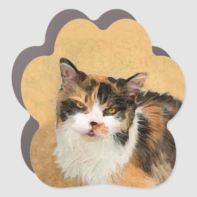 Calico Cat Painting - Cute Original Cat Art Car Magnet (Front)