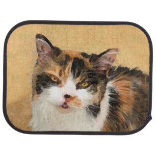 Calico Cat Painting - Cute Original Cat Art Car Mat