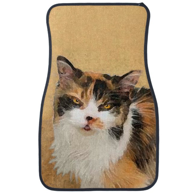 Calico Cat Painting - Cute Original Cat Art Car Mat (Front)