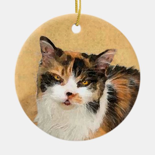 Calico Cat Painting _ Cute Original Cat Art Ceramic Ornament