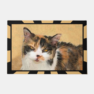 Calico Cat Painting - Cute Original Cat Art Doormat