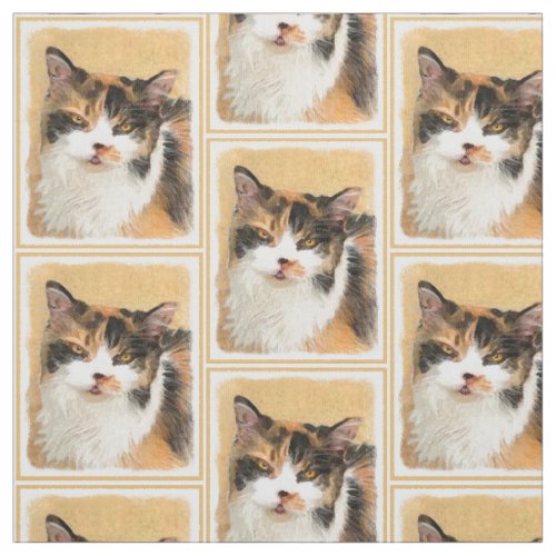 Calico Cat Painting _ Cute Original Cat Art Fabric