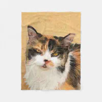 Original store Painting of Gray & White Calico Cat on Purple Cloth 5 x 7