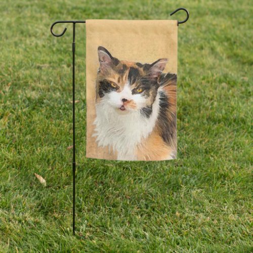 Calico Cat Painting _ Cute Original Cat Art Garden Flag