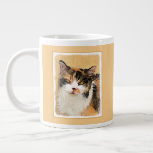 Calico Cat Painting - Cute Original Cat Art Giant Coffee Mug
