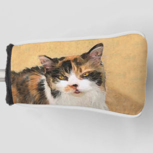 Calico Cat Painting - Cute Original Cat Art Golf Head Cover