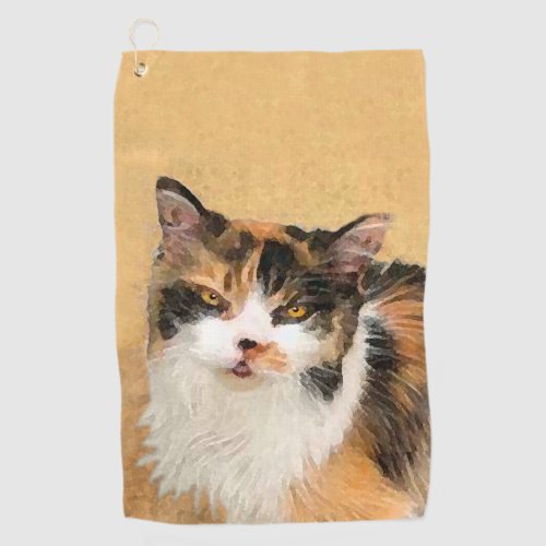 Calico Cat Painting _ Cute Original Cat Art Golf Towel
