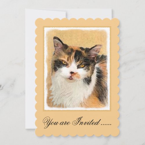 Calico Cat Painting _ Cute Original Cat Art Invitation