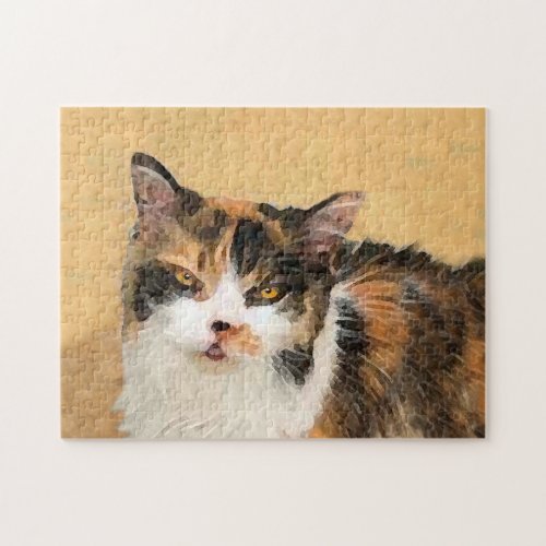 Calico Cat Painting _ Cute Original Cat Art Jigsaw Puzzle