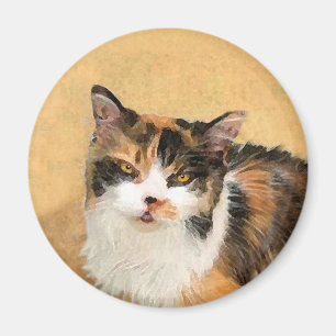 Calico Cat Painting - Cute Original Cat Art Magnet