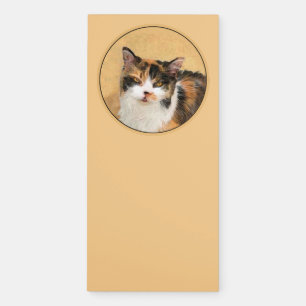 Calico Cat Painting - Cute Original Cat Art Magnetic Notepad