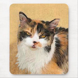 Calico Cat Painting - Cute Original Cat Art Mouse Pad