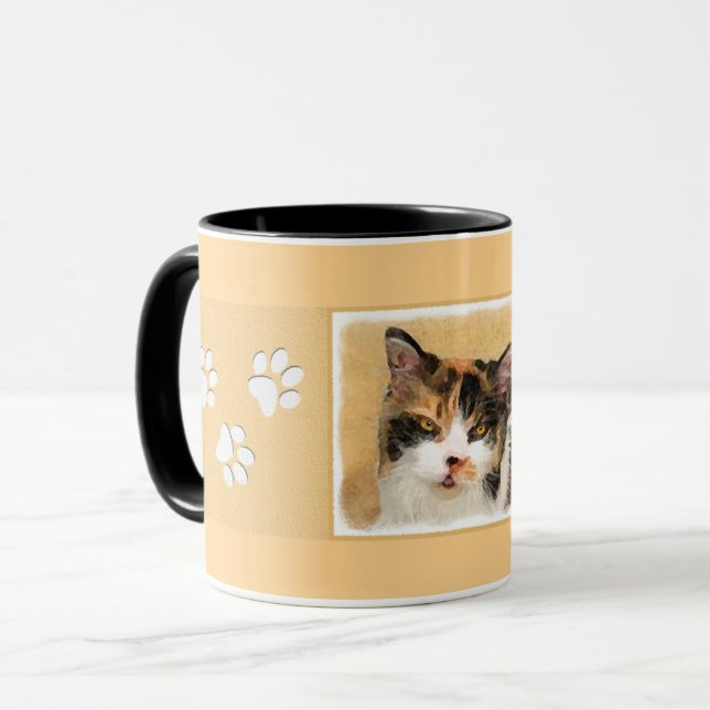 Calico Cat Painting - Cute Original Cat Art Mug (Front Left)